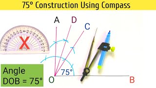 How to construct 75 degree angle with compass | constructing an angle of 75 degrees