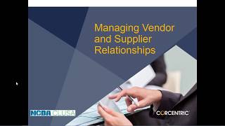 P4I Webinar: Revenues \u0026 Relationships: Managing Vendors and Suppliers