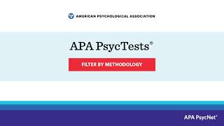 APA PsycTests®– Filter by Methodology – APA PsycNet®