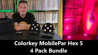 A Colorkey MobilePar Hex 5 Four Pack Bundle Demo - NO DMX REQUIRED w/ RF Remote