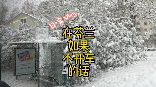 在暴雪时分！哈哈！在芬兰没有车的冬天真是很惨！