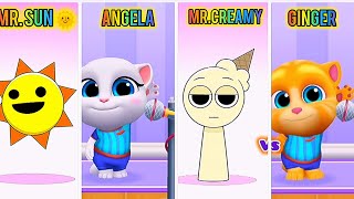 Sprunki Sun Mr.Creamy Queen never Cry Fun bot Vs Angela Tom 🔥| Who is best? 🤣👌|Mega Battle Part #163