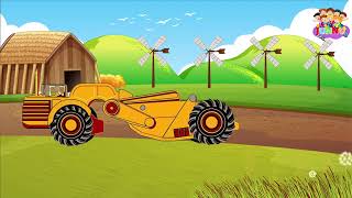 Learn About Construction Vehicles With Junnu TV! | Bulldozer | Crane | Mixer ....