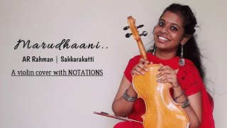 Maruthaani | violin cover| sakkarakatti | music notes | A.R. Rahman | Instrument