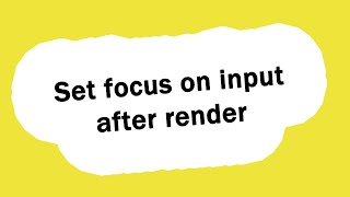 Set focus on input after render (React)