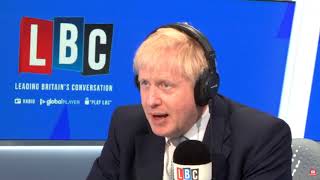 Tory leadership contender Boris Johnson on LBC radio