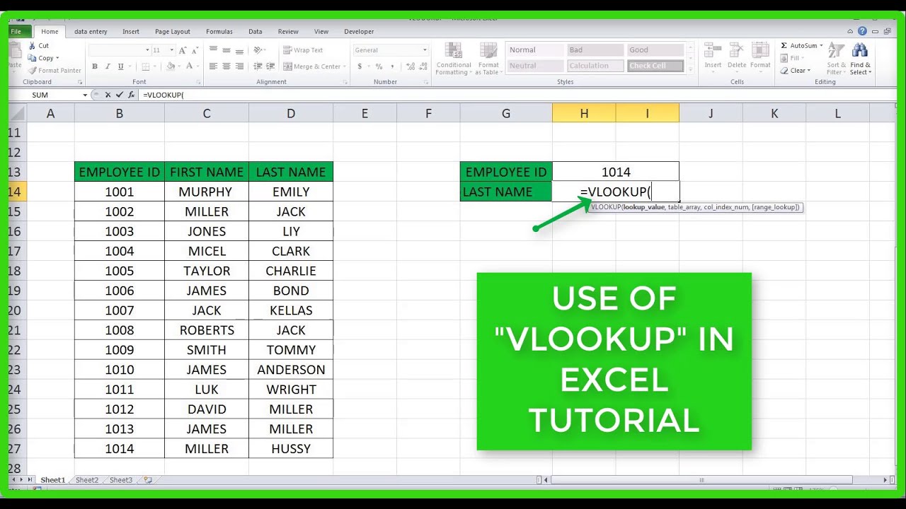 How To Use VLOOKUP Function In Excel Tutorial - YouTube