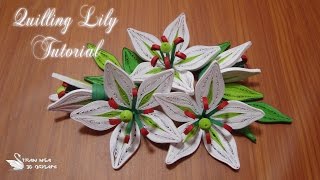 Quilling Lily Flower Tutorial, paper lily  | Quilling flor de lirio tutorial