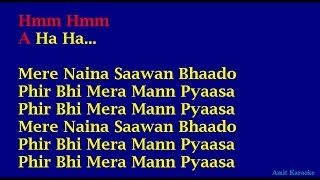 Mere Naina - Kishore Kumar Hindi Full Karaoke with Lyrics
