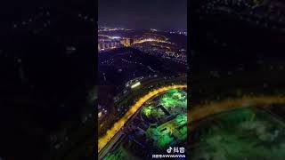 中国广西南宁市夜景航拍  Aerial photography of Nanning China in Guangxi