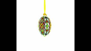 Traditional Ukrainian Pysanka Glass Egg Ornament 4 Inches (LL-117)