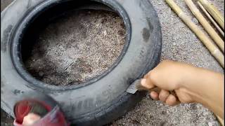 HOW TO CUT AN UNUSED TIRE IN EASY WAY