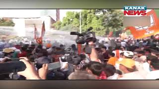 Police Uses Water Cannon To Disperse BJP Workers At  Bikash Bhavan In Kolkata