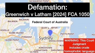 Defamation Judgment: Greenwich v Latham [2024] Federal Court of Australia 1050 -Timestamps/Subtitles