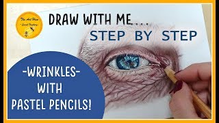 How to draw an EYE in PASTEL pencils STEP BY STEP |  How to draw WRINKLES - TUTORIAL for beginners