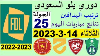ترتيب دوري يلو الدرجة الأولى السعودي بعد مباريات اليوم الثلاثاء 14-3-2023 الجولة 25