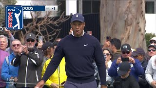 Tiger Woods birdies first hole in return to PGA TOUR at The Genesis Invitational