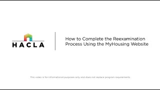 Complete Reexamination Using MyHousing Website | Section 8