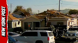 Construction Workers Leap Across Rooftops to Escape ICE