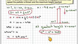 Finding the initial speed and greatest height of a particle thrown vertically upwards