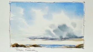 How to paint Clouds and Sky in watercolor. In real time. Simple, easy and fun.