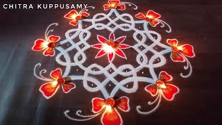 Easy 9 pulli sikku kolam | Kambi kolam designs | Flower design kolam