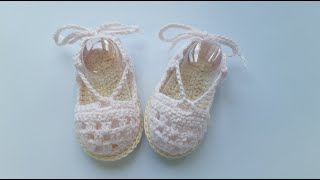 Alpargata de bebe sandalia a ganchillo bebe 0-3 meses crochet baby sandals crochet baby shoes patuco