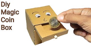 How to Make Coin Bank Box From Cardboard | Diy Magic Coin Box | Cardboard Craft Idea