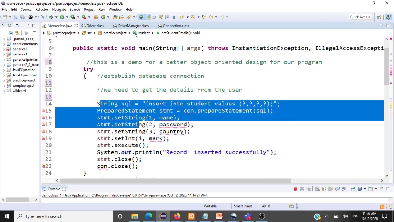 JDBC - Insert Operation Using PreparedStatement - Java Programming ...