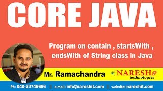 Core Java Tutorials | Program on contain , startsWith , endsWith of String class in Java