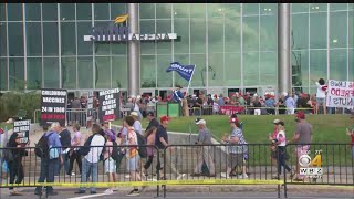 Supporters, Protesters Await President Trump's Arrival In NH