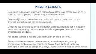 PRIMERA ESTROFA EXPLICACION HIMNO DE HONDURAS