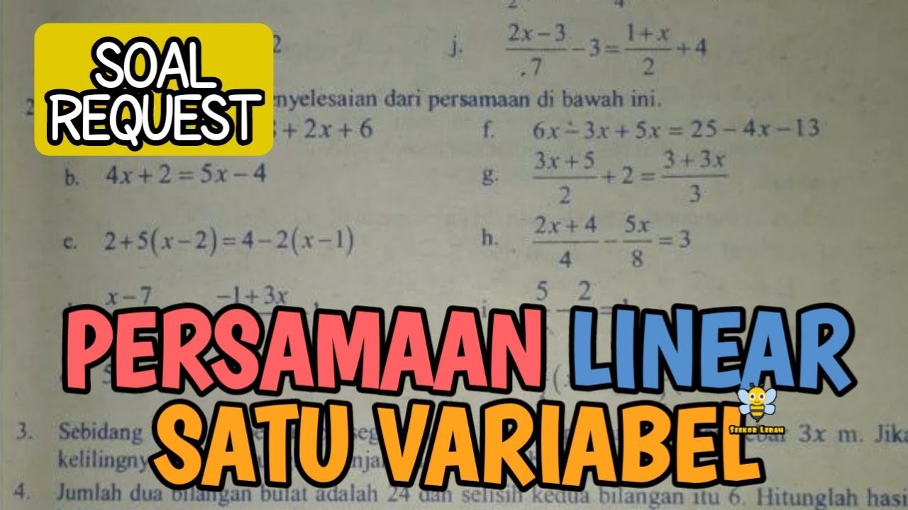 [FULL] PEMBAHASAN SOAL PERSAMAAN LINEAR SATU VARIABEL (2) - YouTube