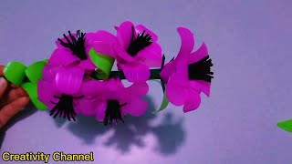 How to make beautiful flowers 🌺 របៀបធ្វើផ្កាដ៏ស្រស់ស្អាតគ្រាន់តែប្រើទុយោបឺត💕