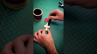 making a handmade leather keychain with magic mushroom design | diy leather craft short #diykeychain