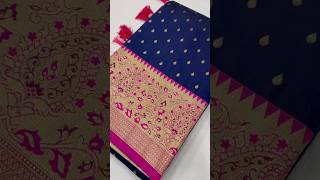 Navy Blue Soft Banarasi Silk Zari Weaving Motif Saree (Product Code: AS-750)