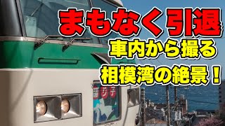 引退迫る185系に乗車！車内から相模湾や河津桜を撮影する！