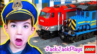 LEGO CITY Train Heist! Cops and Robbers Pretend Play for Kids | JackJackPlays