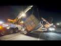 Loaded Maersk container rollover with shifted load - rotators to the rescue
