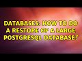 Databases: How to do a restore of a large postgresql database? (2 Solutions!!)