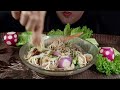 asmr eating rice noodle salad veggie mukbang thai food