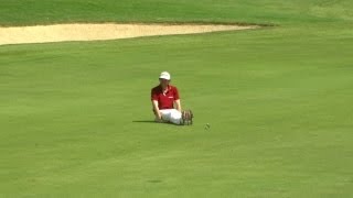 Keegan Bradley eagles No. 7 and celebrates by #Dufnering