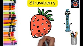 easy strawberry drawing |desenho fácil de morango |strawberry drawing banane ka traika |TEO Garden