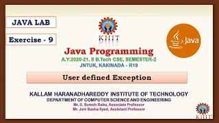 JAVA Lab Exercise 9 User defined Exception