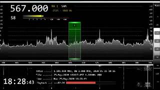 567kHz KGUM この後、混信で聞こえなくなります　2020/05/25