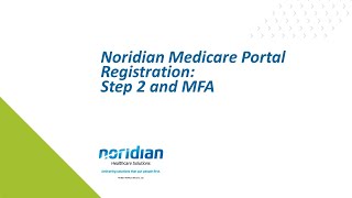Noridian Medicare Portal Registration: Step 2 and MFA