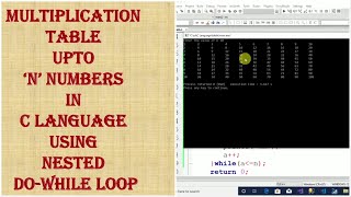 Multiplication table upto 'N' using Nested Do-while loop-spice_n_digital-C Language