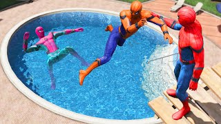 GTA 5 Rainbow Spiderman Jumping off Highest Buildings (Euphoria Physics/Ragdolls) #2