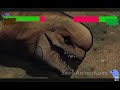 Spinosaurus vs vastatosaurus rex vs distortus rex vs mortem rex seal animation with healthbars