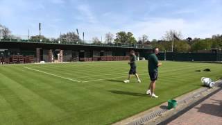Wimbledon's first white lines of 2016 get painted on Court 12